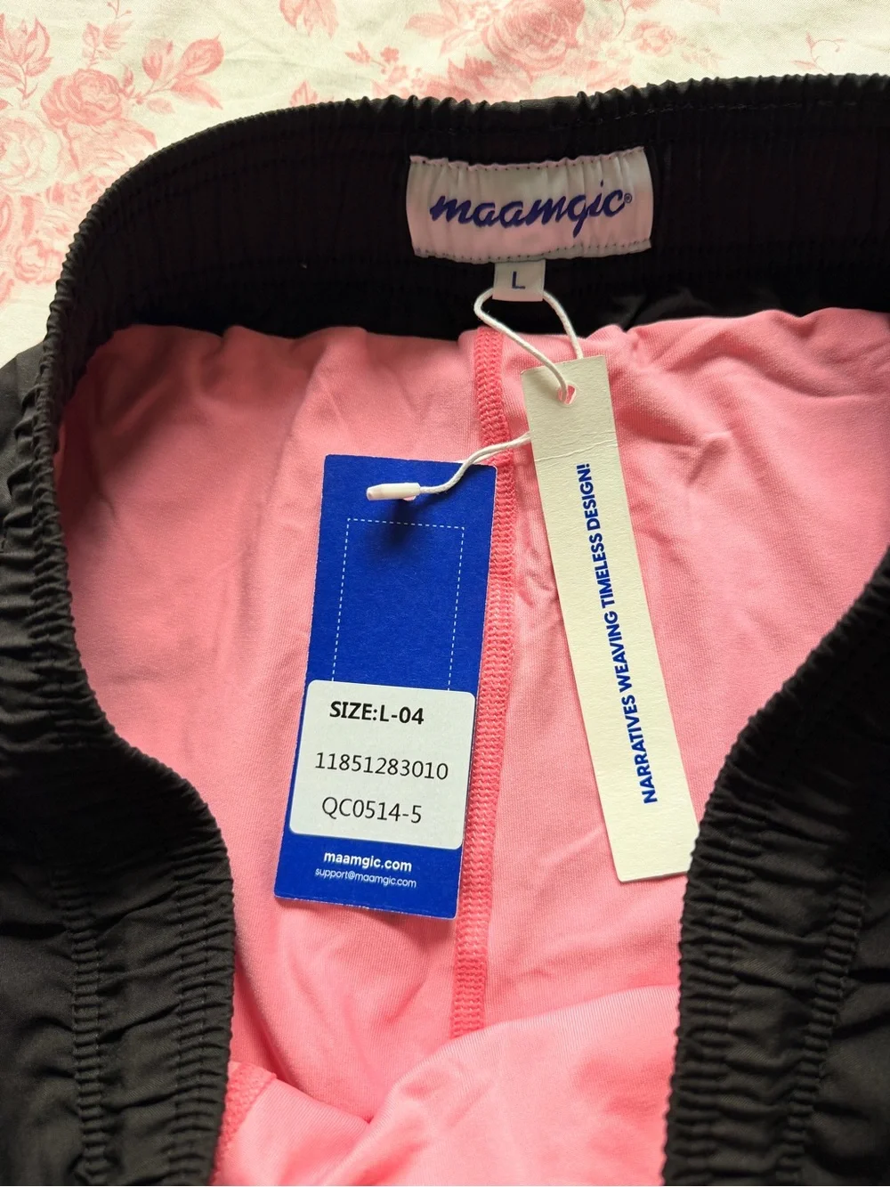 Men's Black Swim Trunks with Pink Drawcord